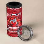 Personalized Dolphins Christmas 4 in 1 Can Cooler Tumbler Australian Rugby Fans - Pixelated Ugly Xmas Pattern Mascot Santa