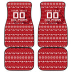 Personalized Dolphins Christmas Car Mats Australian Rugby Fans - Pixelated Ugly Xmas Pattern Mascot Santa
