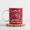 Personalized Dolphins Christmas Ceramic Mug Australian Rugby Fans - Pixelated Ugly Xmas Pattern Mascot Santa