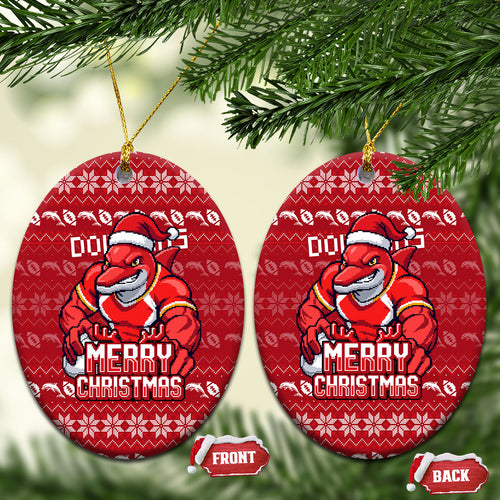 Dolphins Christmas Ceramic Ornament Australian Rugby Fans - Pixelated Ugly Xmas Pattern Mascot Santa