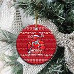 Dolphins Christmas Ceramic Ornament Australian Rugby Fans - Pixelated Ugly Xmas Pattern Mascot Santa