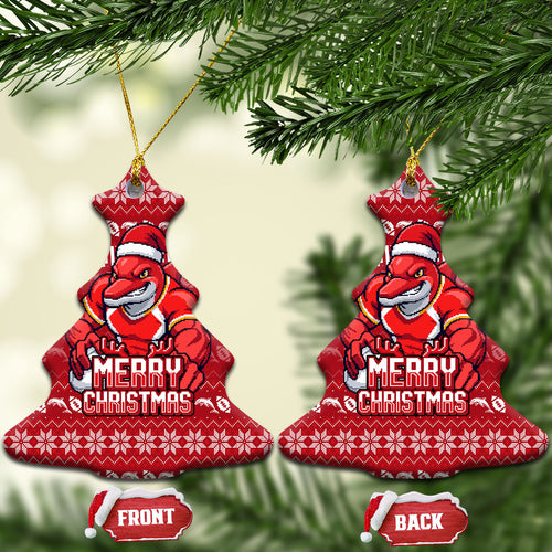 Dolphins Christmas Ceramic Ornament Australian Rugby Fans - Pixelated Ugly Xmas Pattern Mascot Santa