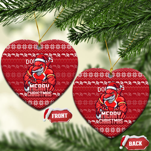 Dolphins Christmas Ceramic Ornament Australian Rugby Fans - Pixelated Ugly Xmas Pattern Mascot Santa