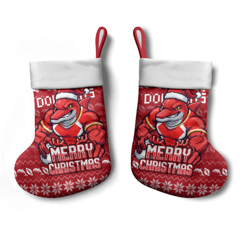 Dolphins Christmas Stocking Australian Rugby Fans - Pixelated Ugly Xmas Pattern Mascot Santa
