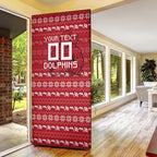 Personalized Dolphins Christmas Door Cover Australian Rugby Fans - Pixelated Ugly Xmas Pattern Mascot Santa