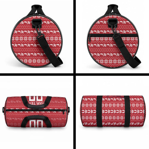 Personalized Dolphins Christmas Duffle Bag Australian Rugby Fans - Pixelated Ugly Xmas Pattern Mascot Santa