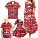 Personalized Dolphins Christmas Family Matching Summer Maxi Dress and Hawaiian Shirt Australian Rugby Fans - Pixelated Ugly Xmas Pattern Mascot Santa