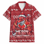 Personalized Dolphins Christmas Hawaiian Shirt Australian Rugby Fans - Pixelated Ugly Xmas Pattern Mascot Santa