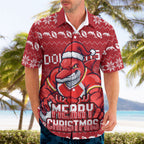 Personalized Dolphins Christmas Hawaiian Shirt Australian Rugby Fans - Pixelated Ugly Xmas Pattern Mascot Santa