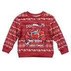 Personalized Dolphins Christmas Kid Ugly Christmas Sweater Australian Rugby Fans - Pixelated Ugly Xmas Pattern Mascot Santa