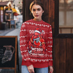 Personalized Dolphins Christmas Ugly Christmas Sweater Australian Rugby Fans - Pixelated Ugly Xmas Pattern Mascot Santa