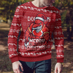 Personalized Dolphins Christmas Ugly Christmas Sweater Australian Rugby Fans - Pixelated Ugly Xmas Pattern Mascot Santa