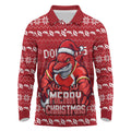 Personalized Dolphins Christmas Long Sleeve Polo Shirt Australian Rugby Fans - Pixelated Ugly Xmas Pattern Mascot Santa