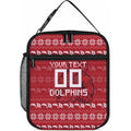 Personalized Dolphins Christmas Lunch Bag Australian Rugby Fans - Pixelated Ugly Xmas Pattern Mascot Santa