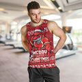 Personalized Dolphins Christmas Men Tank Top Australian Rugby Fans - Pixelated Ugly Xmas Pattern Mascot Santa
