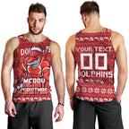 Personalized Dolphins Christmas Men Tank Top Australian Rugby Fans - Pixelated Ugly Xmas Pattern Mascot Santa