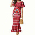 Personalized Dolphins Christmas Mermaid Dress Australian Rugby Fans - Pixelated Ugly Xmas Pattern Mascot Santa