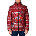 Personalized Dolphins Christmas Padded Jacket Australian Rugby Fans - Pixelated Ugly Xmas Pattern Mascot Santa