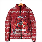 Personalized Dolphins Christmas Padded Jacket Australian Rugby Fans - Pixelated Ugly Xmas Pattern Mascot Santa