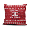 Personalized Dolphins Christmas Pillow Cover Australian Rugby Fans - Pixelated Ugly Xmas Pattern Mascot Santa
