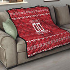 Personalized Dolphins Christmas Quilt Australian Rugby Fans - Pixelated Ugly Xmas Pattern Mascot Santa
