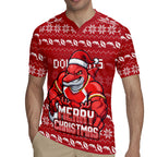 Personalized Dolphins Christmas Rugby Jersey Australian Rugby Fans - Pixelated Ugly Xmas Pattern Mascot Santa