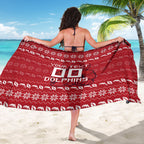 Personalized Dolphins Christmas Sarong Australian Rugby Fans - Pixelated Ugly Xmas Pattern Mascot Santa