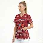 Personalized Dolphins Christmas Scrub Top Australian Rugby Fans - Pixelated Ugly Xmas Pattern Mascot Santa