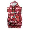 Personalized Dolphins Christmas Sleeveless Hoodie Australian Rugby Fans - Pixelated Ugly Xmas Pattern Mascot Santa