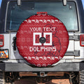 Personalized Dolphins Christmas Spare Tire Cover Australian Rugby Fans - Pixelated Ugly Xmas Pattern Mascot Santa