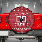 Personalized Dolphins Christmas Spare Tire Cover Australian Rugby Fans - Pixelated Ugly Xmas Pattern Mascot Santa