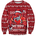 Personalized Dolphins Christmas Sweatshirt Australian Rugby Fans - Pixelated Ugly Xmas Pattern Mascot Santa