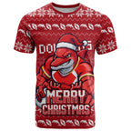 Personalized Dolphins Christmas T Shirt Australian Rugby Fans - Pixelated Ugly Xmas Pattern Mascot Santa
