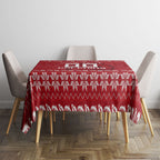 Personalized Dolphins Christmas Tablecloth Australian Rugby Fans - Pixelated Ugly Xmas Pattern Mascot Santa