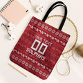 Personalized Dolphins Christmas Tote Bag Australian Rugby Fans - Pixelated Ugly Xmas Pattern Mascot Santa
