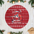 Dolphins Christmas Tree Skirt Australian Rugby Fans - Pixelated Ugly Xmas Pattern Mascot Santa