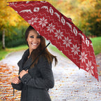 Personalized Dolphins Christmas Umbrella Australian Rugby Fans - Pixelated Ugly Xmas Pattern Mascot Santa
