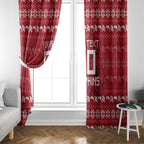 Personalized Dolphins Christmas Window Curtain Australian Rugby Fans - Pixelated Ugly Xmas Pattern Mascot Santa