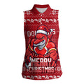 Personalized Dolphins Christmas Women Sleeveless Polo Shirt Australian Rugby Fans - Pixelated Ugly Xmas Pattern Mascot Santa