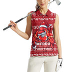 Personalized Dolphins Christmas Women Sleeveless Polo Shirt Australian Rugby Fans - Pixelated Ugly Xmas Pattern Mascot Santa
