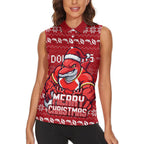 Personalized Dolphins Christmas Women Sleeveless Polo Shirt Australian Rugby Fans - Pixelated Ugly Xmas Pattern Mascot Santa