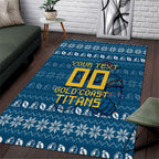 Personalized Gold Coast Titans Christmas Area Rug Australian Rugby Fans - Pixelated Ugly Xmas Pattern Mascot Santa