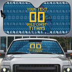Personalized Gold Coast Titans Christmas Auto Sun Shade Australian Rugby Fans - Pixelated Ugly Xmas Pattern Mascot Santa