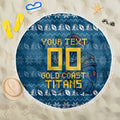 Personalized Gold Coast Titans Christmas Beach Blanket Australian Rugby Fans - Pixelated Ugly Xmas Pattern Mascot Santa