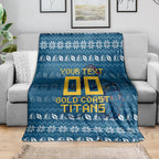 Personalized Gold Coast Titans Christmas Blanket Australian Rugby Fans - Pixelated Ugly Xmas Pattern Mascot Santa