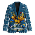 Personalized Gold Coast Titans Christmas Blazer Australian Rugby Fans - Pixelated Ugly Xmas Pattern Mascot Santa