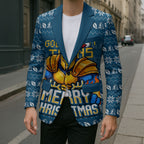 Personalized Gold Coast Titans Christmas Blazer Australian Rugby Fans - Pixelated Ugly Xmas Pattern Mascot Santa