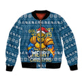 Personalized Gold Coast Titans Christmas Bomber Jacket Australian Rugby Fans - Pixelated Ugly Xmas Pattern Mascot Santa