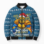 Personalized Gold Coast Titans Christmas Bomber Puffer Jacket Australian Rugby Fans - Pixelated Ugly Xmas Pattern Mascot Santa