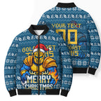 Personalized Gold Coast Titans Christmas Bomber Puffer Jacket Australian Rugby Fans - Pixelated Ugly Xmas Pattern Mascot Santa